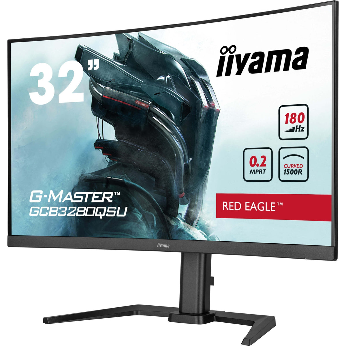Iiyama G-Master Red Eagle GCB3280QSU-B2 31.5 buet gaming-skærm (sort, 2x HDMI, skærmport, 2x USB-A, USB-B, 180 Hz)