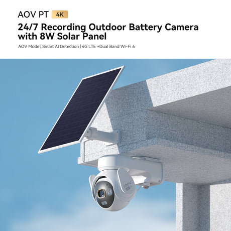Imou Aov PT 4K Kit (WiFi+4G) SIM-kort SD-sikkerhedskamera (hvidt, 8 MP, WiFi 6, 4G LTE, solpanel, AI-detektion)