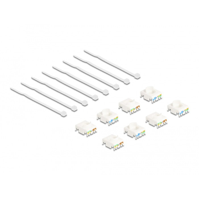 Delock keystone modul rj45 jack til lsa cat 6a værktøjsfrit, 8 stykker (flerfarvet)