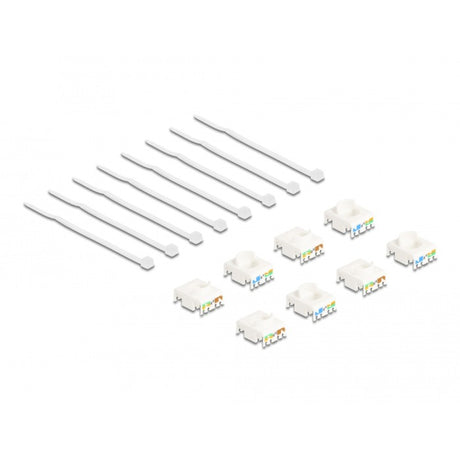 Delock keystone modul rj45 jack til lsa cat 6a værktøjsfrit, 8 stykker (flerfarvet)