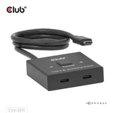 Club 3D USB-C tovejs video + data + PD switch USB switch (sort)