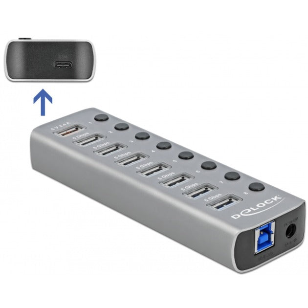 Delock USB 3.2 gen 1 hub med 7 porte USB hub (grå)