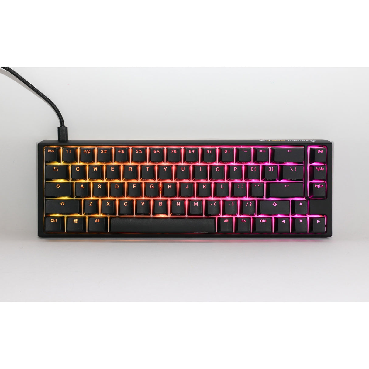 Ducky one 3 klassisk sf rgb mekanisk tastatur (sort, us-layout (qwerty), cherry mx brown, 65%, rgb lysdioder, double-shot pbt, hot-swappable, quack mekanik)