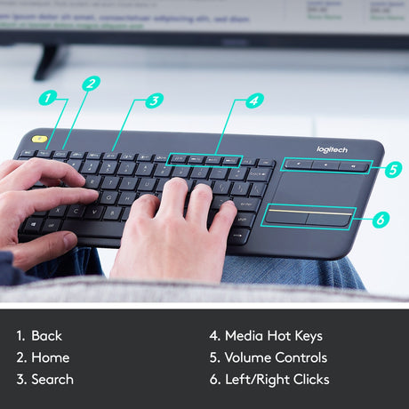 Logitech k400 plus tastatur (antracit, EU-layout (QWERTY))