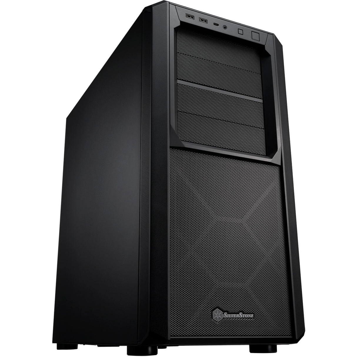 Silverstone sst-sed1-b midi tårnhus (sort | 2x USB-A | 1x USB-C)