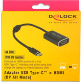 Delock USB-C (han) > HDMI (hun) adapter (mørkegrå, 0,2 meter, 4k 60hz)