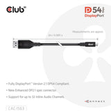 Club 3D USB-C til DisplayPort 2.1 DP54 tovejskabel, 8K120Hz 2m (sort)