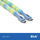 Club 3D USB-C perlekabel blåt, 2 meter kabel (blåt)