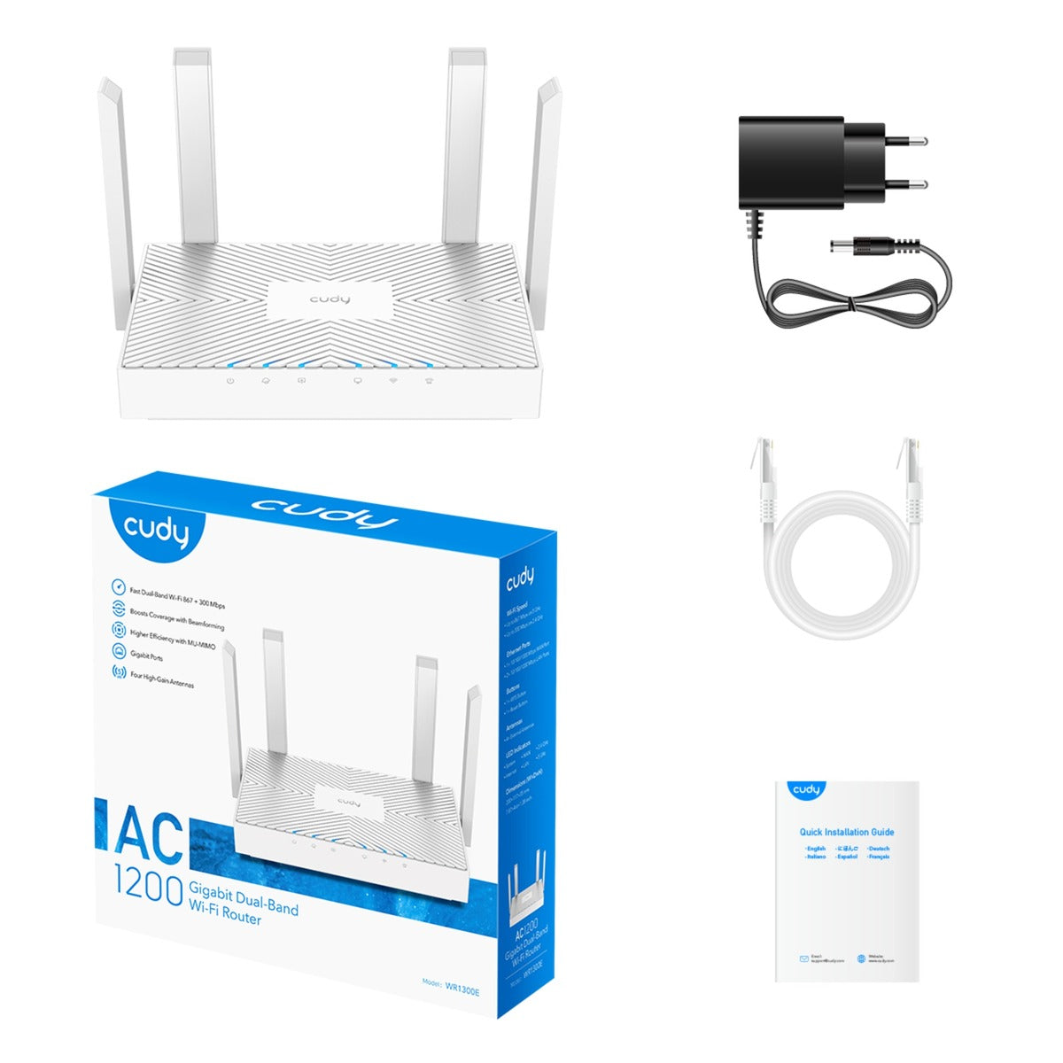 Cudy ac1200 gigabit wi-fi router (hvid, app)
