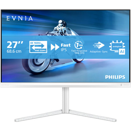Philips Evnia 27m2n5901a 27 4k UHD-gamingskærm (hvid, 2x HDMI, skærmport, 2x USB-A, USB-B, USB-C, 160 Hz 320 Hz)