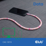 Club 3D USB-C perlekabel pink, 2 meter kabel (pink)