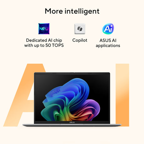 Asus vivobook 14 m1407ga-ly012w 14 copilot+ bærbar computer (sølv | ryzen ai 7 445 | radeon 840m | 16 GB | 512 GD SSD)