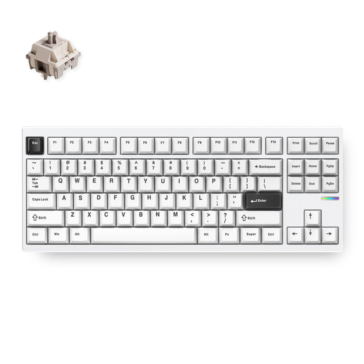 Mchose gx87 ultra: hvid elektroforese vintage hvid aluminium specialfremstillet mekanisk, tastatur (hvid sort, KTT vintage hvid, 80% TKL, RGB, hot swap, double-shot PBT, trådløs Bluetooth USB-C)
