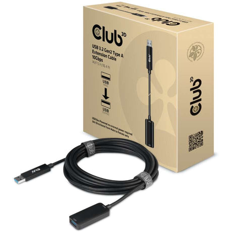 Club 3D USB-A 3.2 Gen2 forlængerkabel (sort, 5 meter, 10 Gbps)