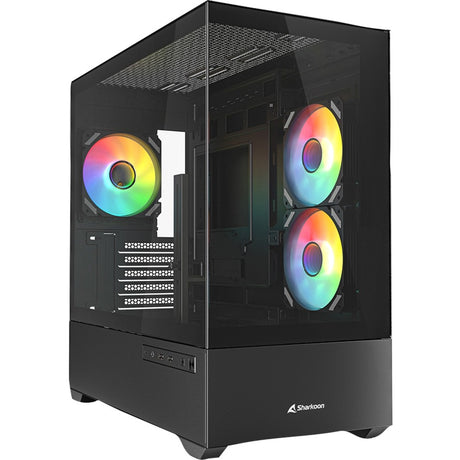 Sharkoon mk6 rgb mini tårnhus (sort | 2x usb-a | 1x usb-c | rgb | hærdet glas)