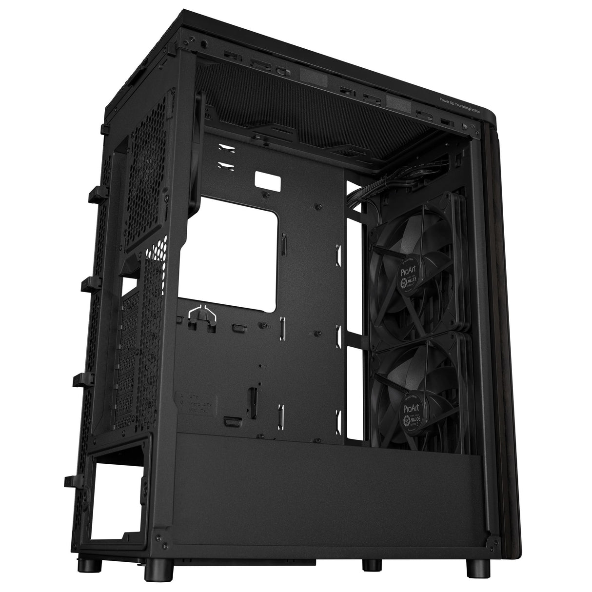 Asus proart pa401 wood edition - metalpanel midi tårnhus (sort | 2x USB-A | 1x USB-C)
