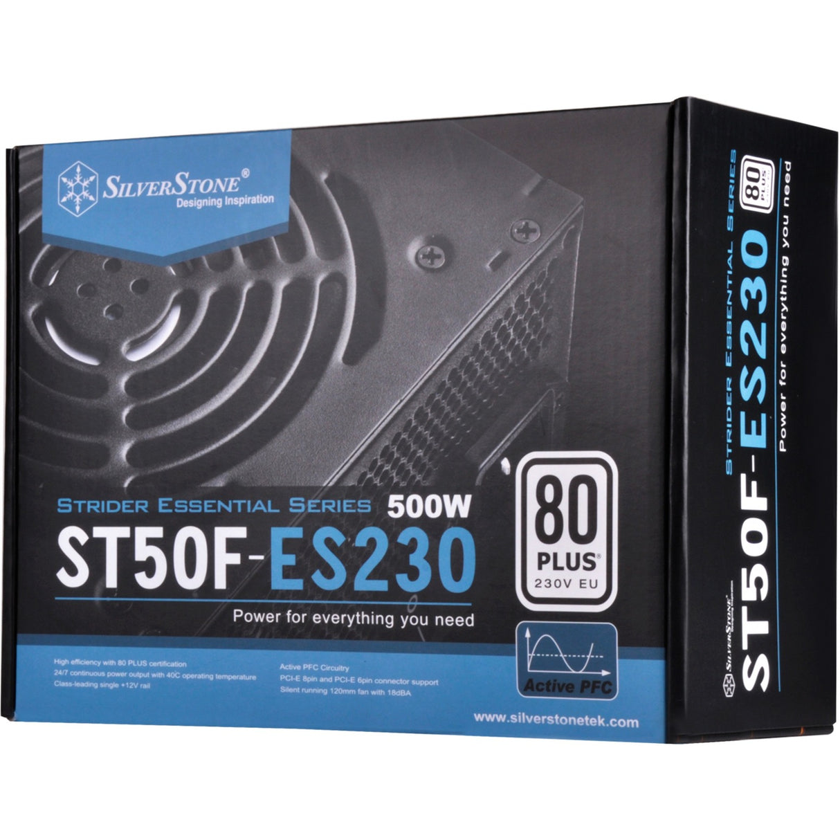 Silverstone strider essential st50f-es230 500 watt strømforsyning (sort, 2x pcie)