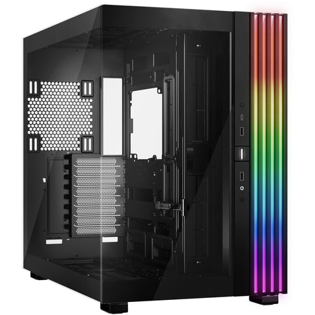 Vær stille! lys base 900 dx stort tårnhus (sort | 2x USB-A | 1x USB-C | RGB | vindue)