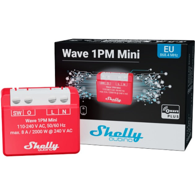 Shelly qubino wave 1pm mini switching-måling aktuator z-wave
