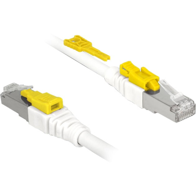 Delock patch kabel rj-45 sikker med cat.6a (hvid, 85332, 2 meter)