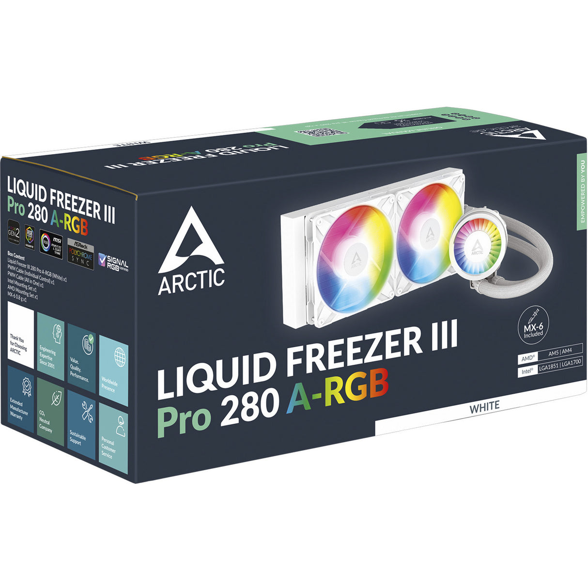 Arctic Liquid Freezer III Pro 280 A-RGB Vandkøling (hvid, 4-benet PWM blæserstik)