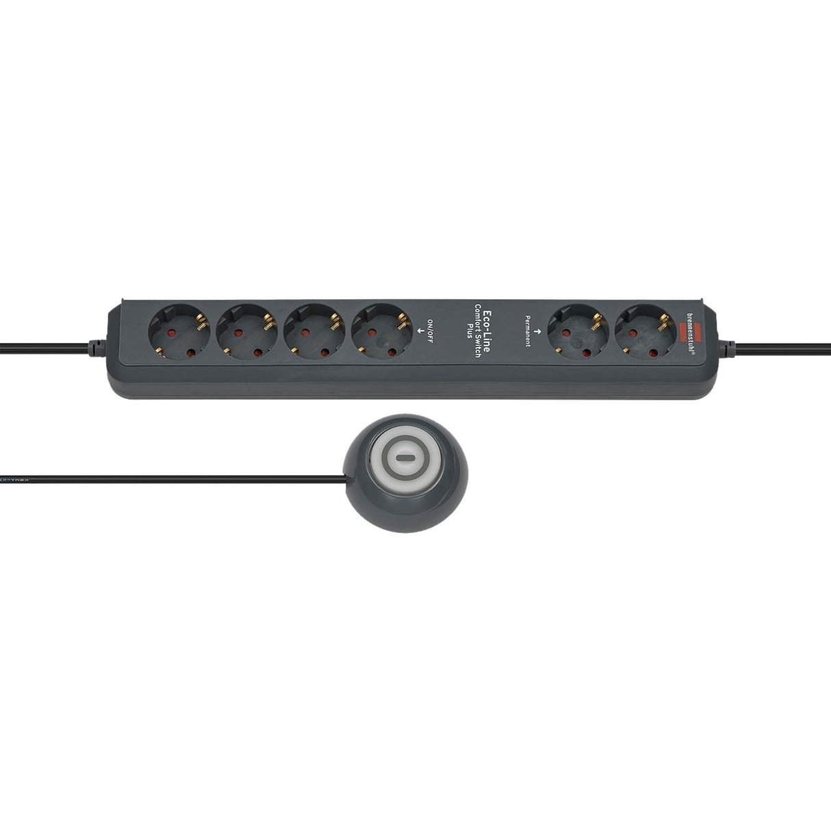 Brennerstuhl eco-line strømskinne komfortafbryder plus el csp 24 6-vejs antracit 1,5 m h05vv-f 3g1,5 2 permanent, 4 omskiftelig ekstern fodkontakt