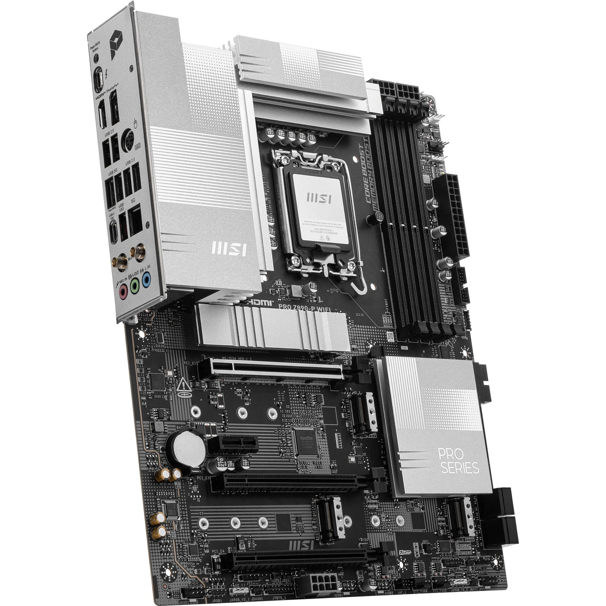 MSI Pro Z890-P WiFi Socket 1851 bundkort (sort sølv, RAID, 5GB-LAN, WiFi 7, BT, lyd, ATX)