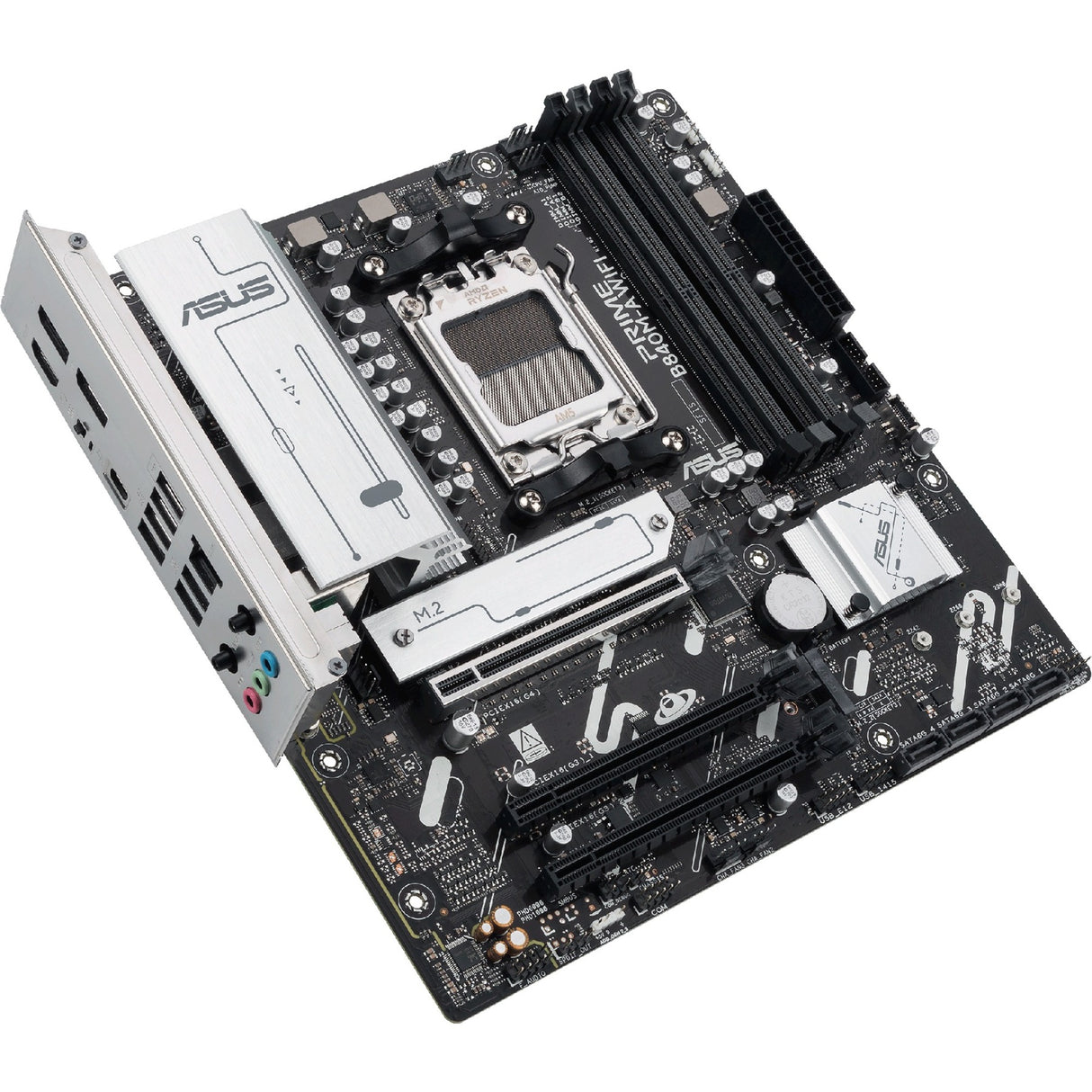 Asus Prime B840m-A Wi-Fi Socket AM5 bundkort (2,5 GB-LAN, Wi-Fi 6e, BT, lyd, µATX)