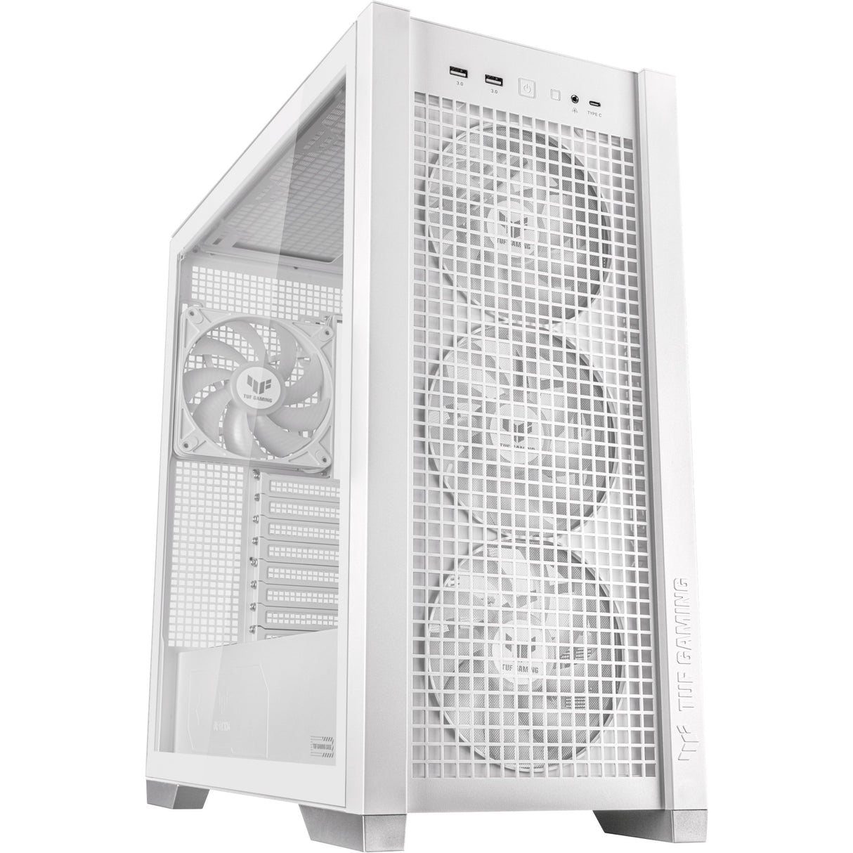 Asus tuf gaming gt302 argb midi tårnhus (hvid | 2x usb-a | 1x usb-c | rgb | hærdet glas)