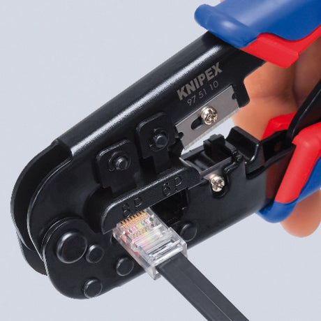 Knipex krympetang 97 51 10 sb (blå rød, RJ-11 12 og RJ-45 stik)