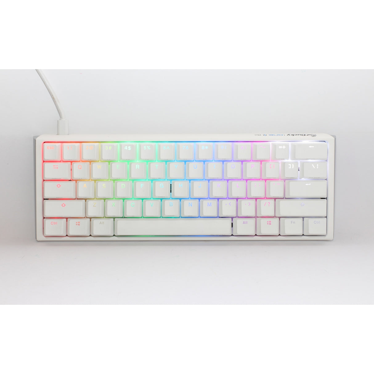 Ducky one 3 klassisk ren hvid mini rgb mekanisk tastatur (hvid, us-layout (qwerty), cherry mx red, 60%, rgb led, double-shot pbt, hot-swappable, quack mekanik)
