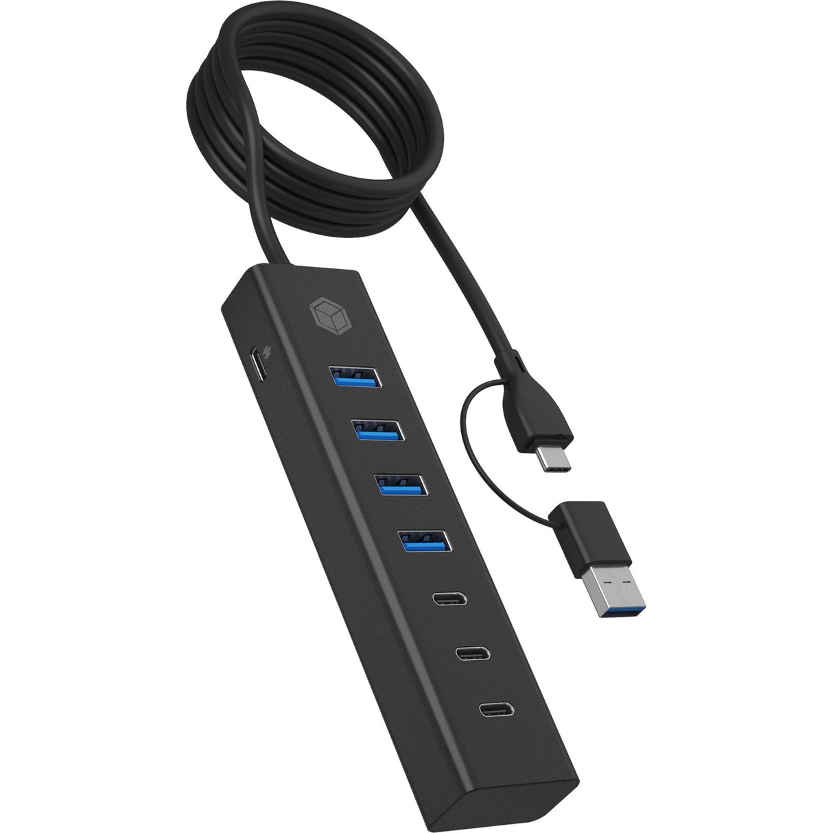Icy box ib-hub1737-c3 7-ports USB-hub (sort, USB 3.2 gen 1 type-c)