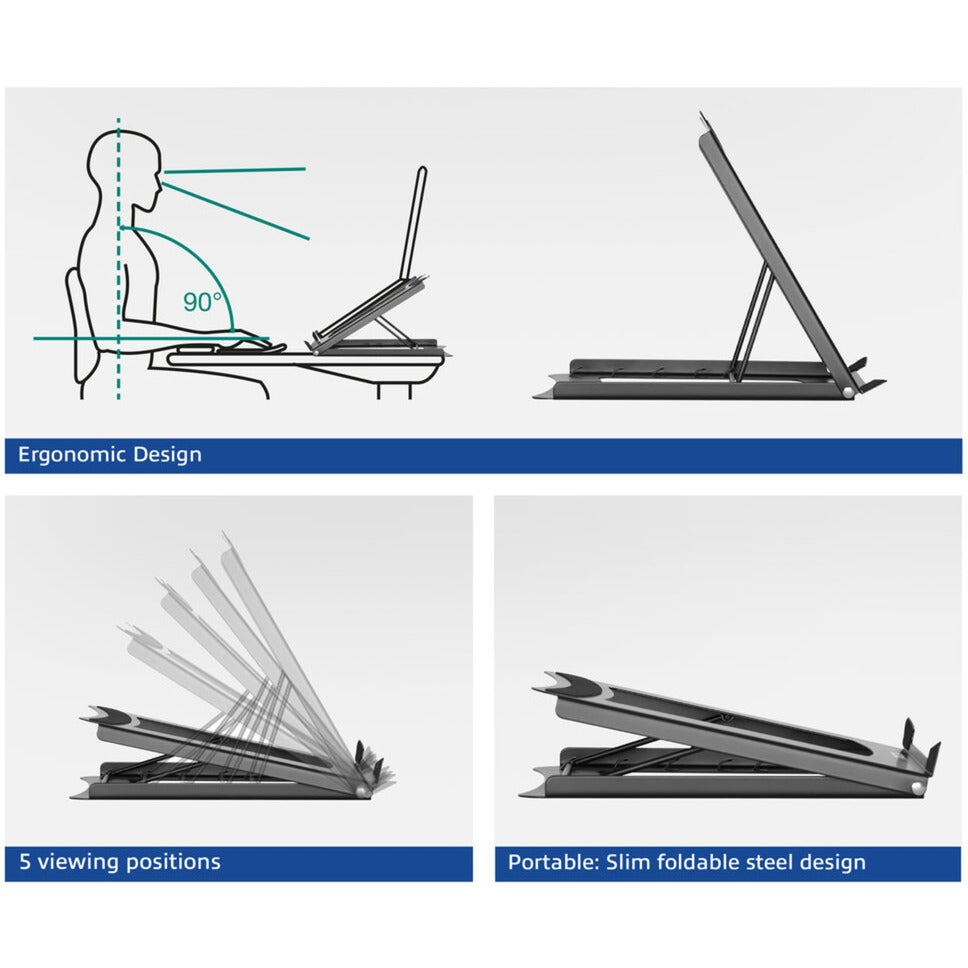 Act connectivity laptop stativ, foldbar, højdejusterbar i 5 positioner (sort)