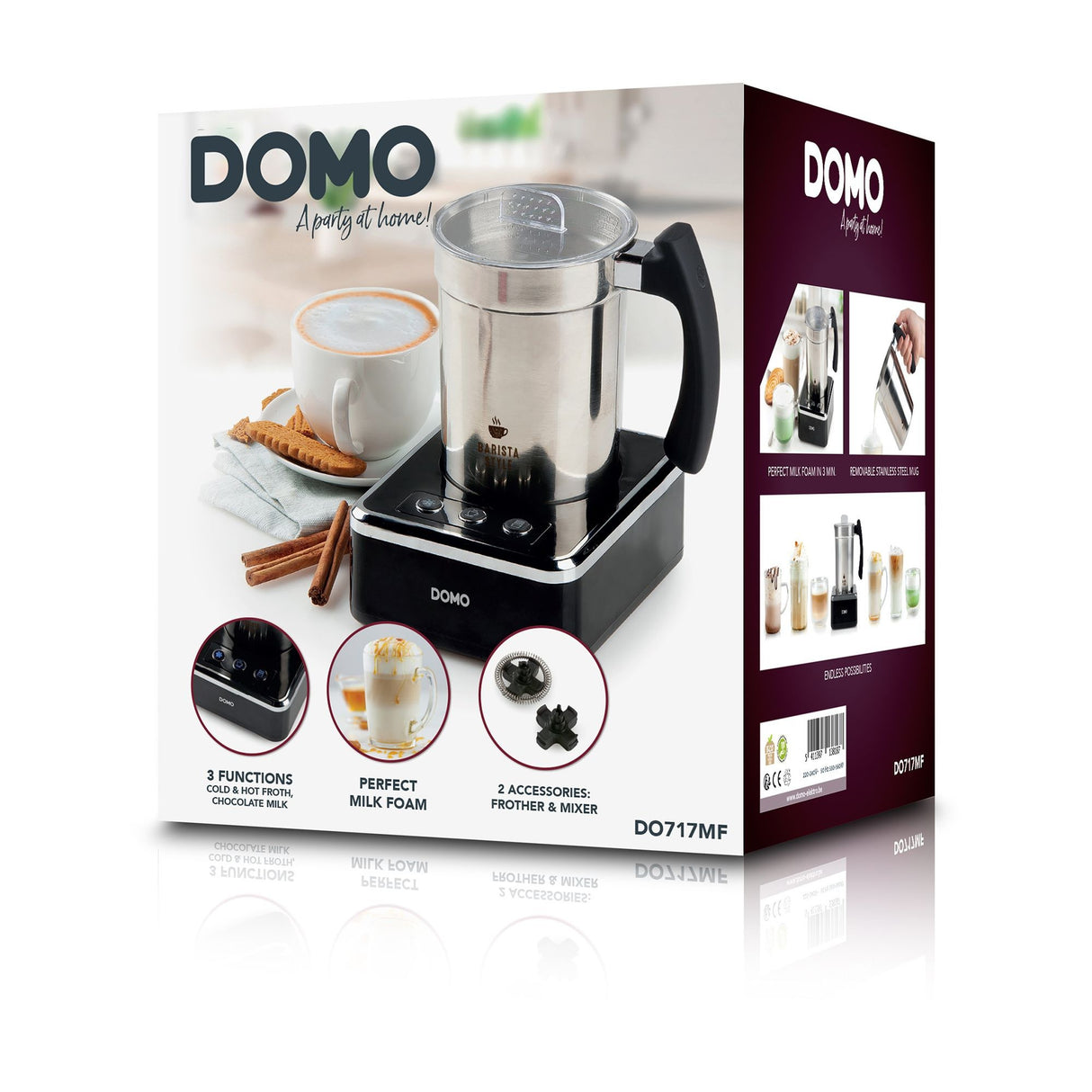 Domo mælkeskummer do717mf (rustfrit stål sort)