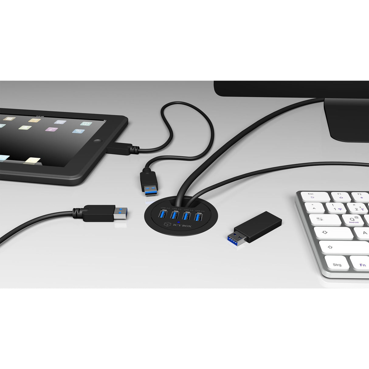 Icy box ib-hub1403 USB-hub (sort, 4x USB 3.0)