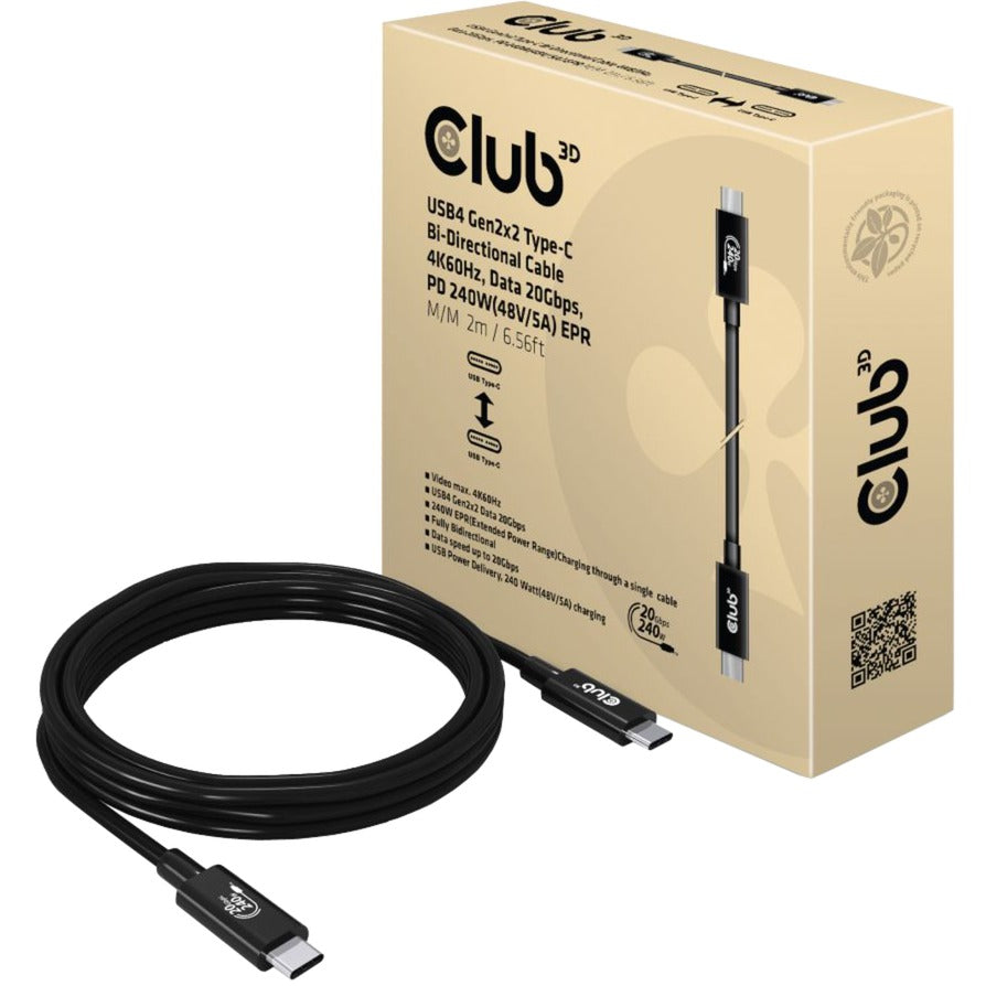 Club 3D USB4-C Gen2x2 tovejskabel (sort, 2 meter)