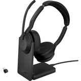 Jabra evolve2 55 - link390c ms stereo med opladningsholder on-ear headset (sort, stereo, microsoft teams, usb-c, link380c)