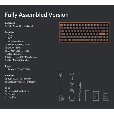 Keychron k2he specialudgave mekanisk tastatur i træ (træfarve, us-layout (qwerty), gateron dobbeltskinne magnetisk tåge, 75%, gateron dobbeltskinne magnetisk, osa pbt dobbeltskud, hot swap, bluetooth 5.2 | usb-c)