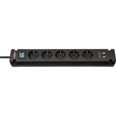 Brennerstuhl bremounta strømskinne 5-vejs strømskinne (sort, 2x USB)