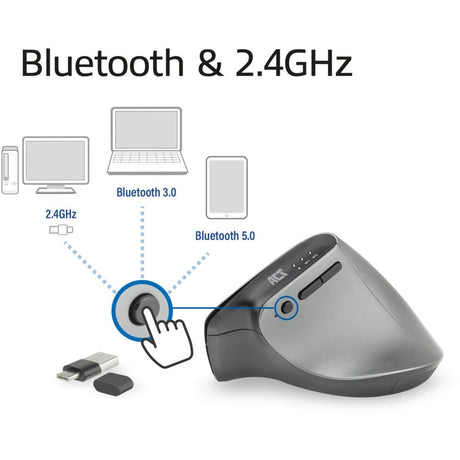 Akt trådløs ergonomisk mus med Bluetooth og USB-C USB-A