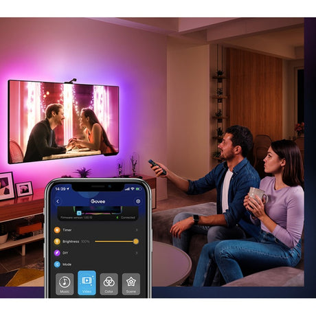 Govee h6199 dreamview t1 tv achtergrondverlichting sfeerverlichting (5 meter, rgbic, wifi, bluetooth, voor 75 - 85 inch tv's)