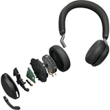 Jabra evolve2 75 on-ear headset (sort, link380c, microsoft teams)