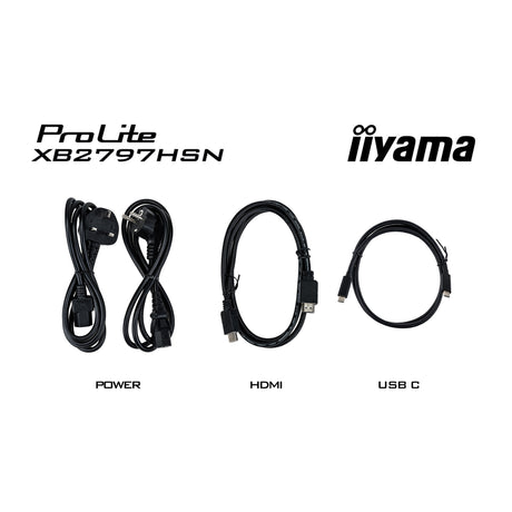 Iiyama prolite xb2797hsn-b1 27 skærm (sort, 100 Hz, HDMI, skærmport, USB-C, LAN, lyd)