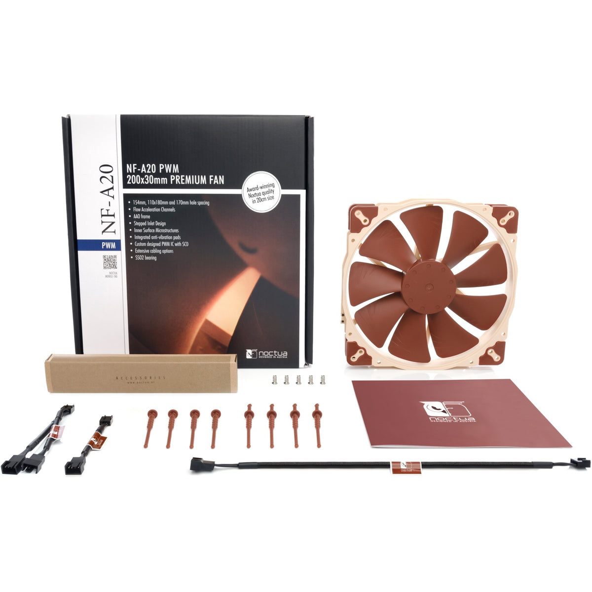 Noctua nf-a20 pwm kabinetventilator (creme, 200 x 200 x 30 mm)
