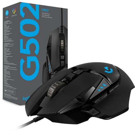 Logitech g502 hero højtydende gamingmus (sort, 100 - 25.600 dpi, rgb LED'er)