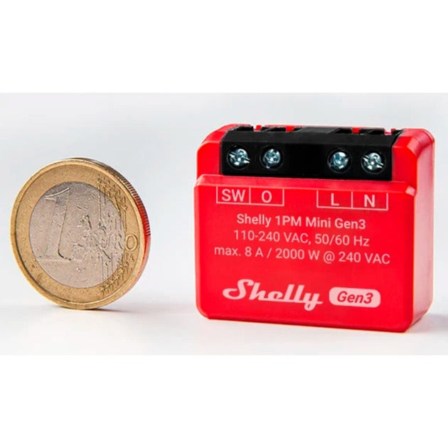 Shelly plus 13.00 mini gen3 relæ (rød sort, wifi)