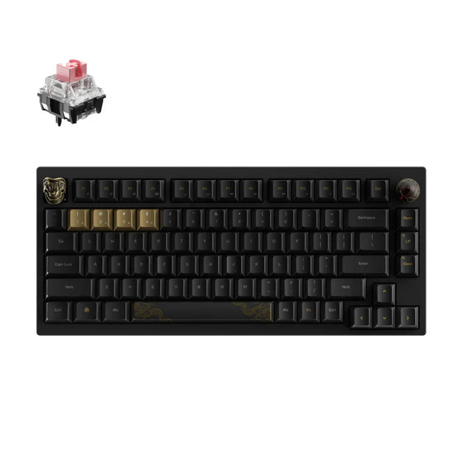 Keychron black myth wukong trådløst mekanisk tastatur deluxe edition (sort, us-layout (qwerty), ttc gold pink, 75%, rgb-lysdioder, ikke-gennemsigtig pbt, hot swap, usb-c | 2.4 ghz | bluetooth 5.1)