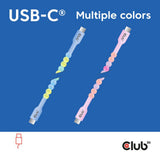 Club 3D USB-C perlekabel blåt, 2 meter kabel (blåt)