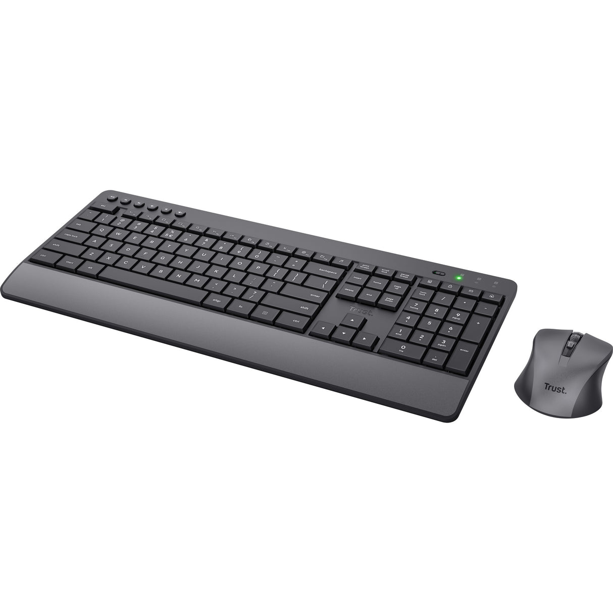 Trust trezo comfort trådløst tastatur og mus sæt desktop sæt (sort, us layout (qwerty), 100%)