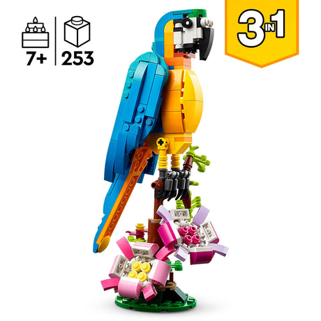 Lego creator 3i1 eksotisk papegøje - frø - fiskedyr legetøjssæt til børn - 31136